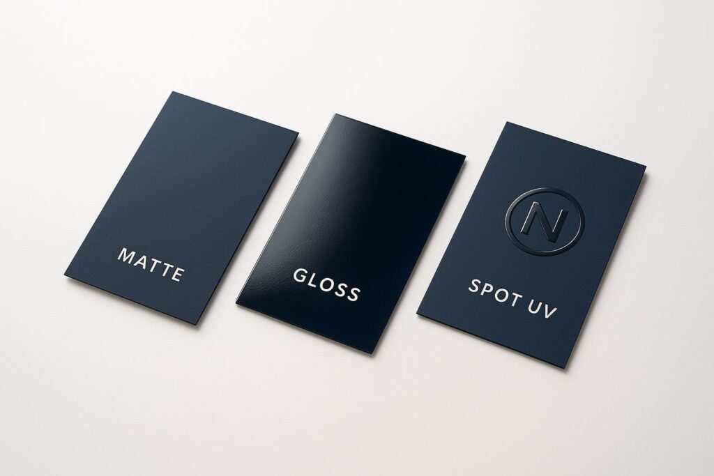 Glossy business card vs matte vs Spot UV: Which Business Card Finish Lasts?